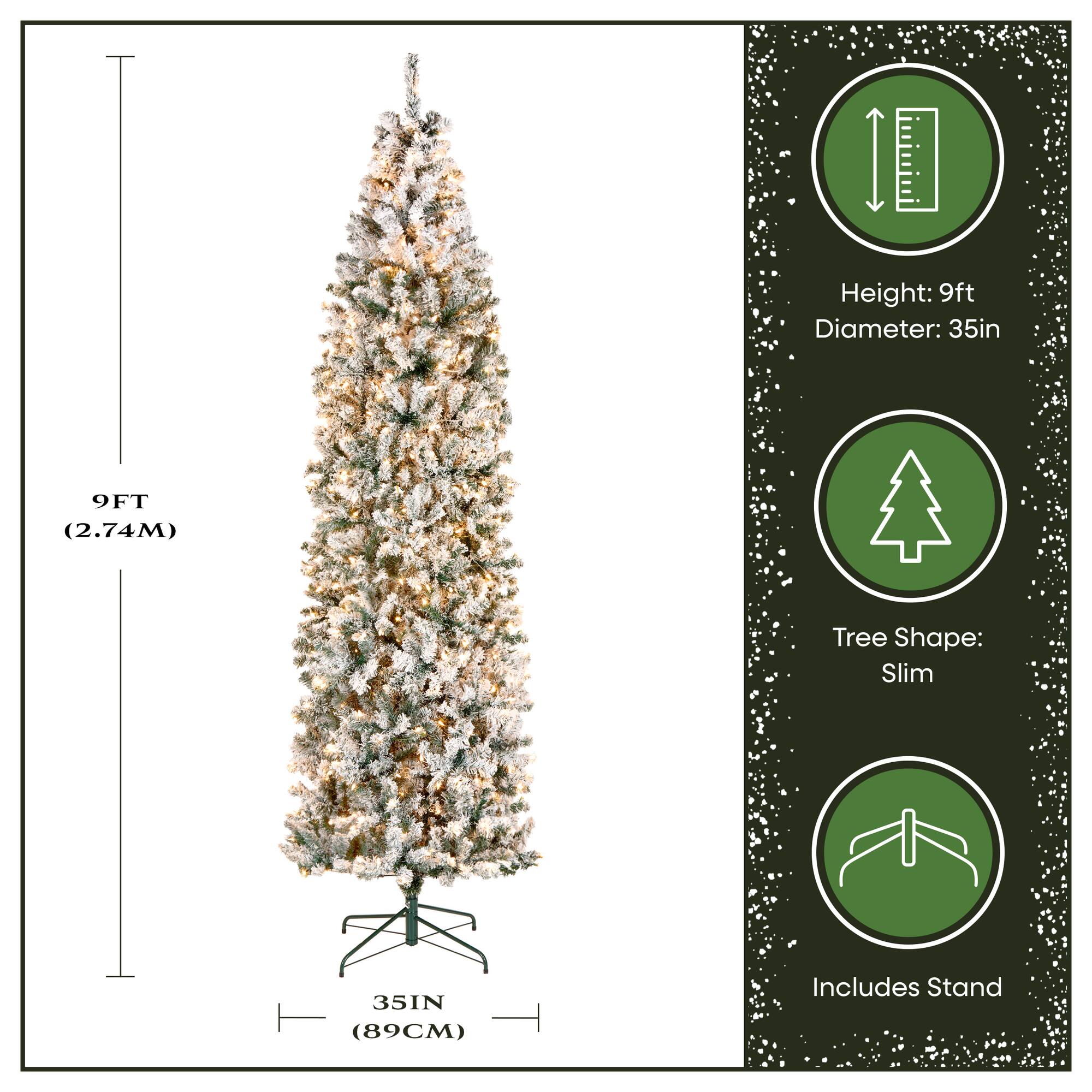 9ft. Pre-Lit Acacia Flocked Artificial Christmas Tree, Clear Lights